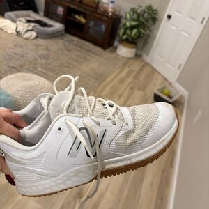 New Balance White and Tan indoor turf Shoes